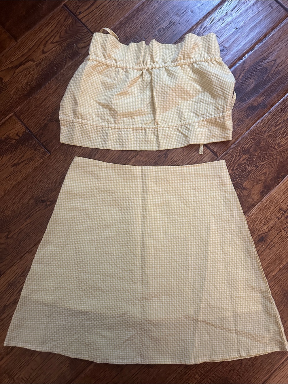 Yellow Gingham A-Line Skirt and crop top - Women